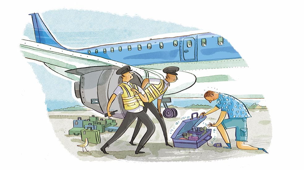 Holiday mishaps man suitcase plane